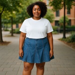 Venezia Women’s Size 22  42x22 Denim Flared Skirt 100% Cotton Med Wash Side Zip